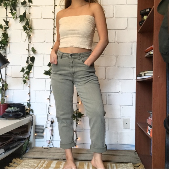 Vintage Denim - Vintage pale green High waisted stretch jeans